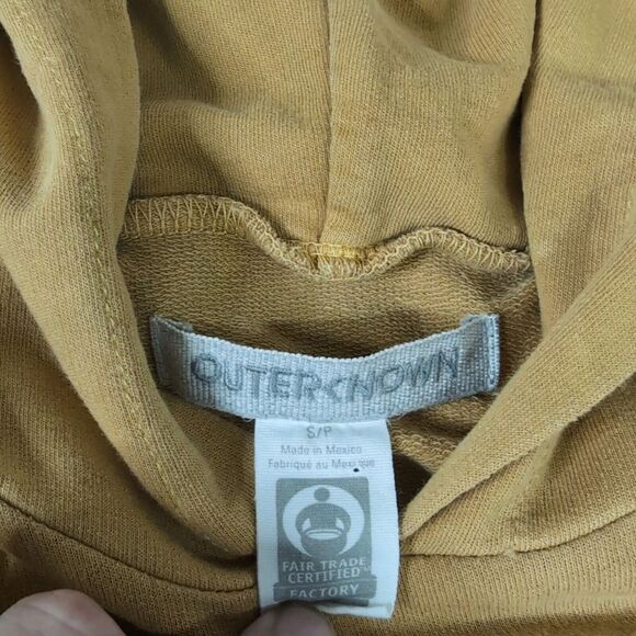Men's Outerknown Yellow Hoodie Pullover Sweatshirt Front Pocket Small Cotton - Picture 5 of 8